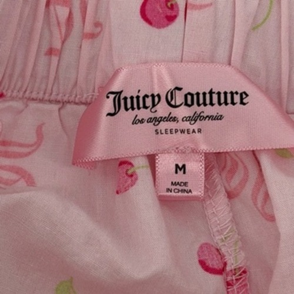 Juicy Couture Pink Cherry Print Rhinestone Logo‎ Sleepwear Shorts Size Medium - Picture 3 of 7
